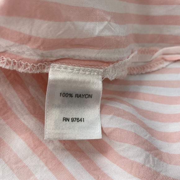 J Jill Button Up Tunic Top Womens XS Striped Pink White Pocket Roll Tab Sleeve - Picture 11 of 12